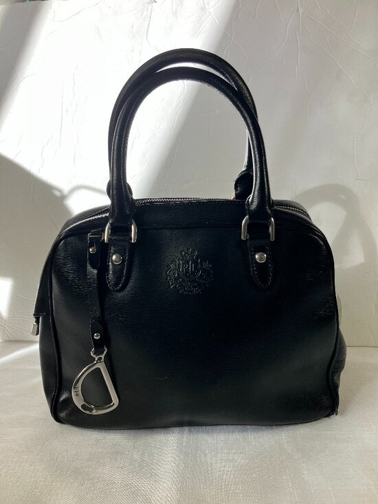 Lauren Ralph Lauren Handbags - Lauren Ralph Lauren Sloan Street Dome Satchel, Textured Leather, Black EUC